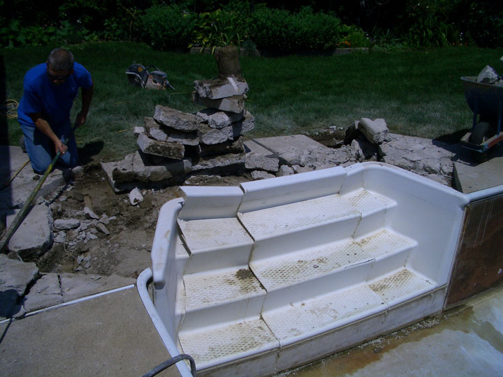 pool replacement liner ground steps repair installation before